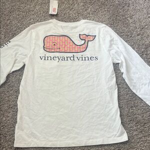 Vineyard Vines Kids White Long Sleeve Shirt size medium 12-14 pineapple pattern